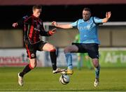 29 April 2013; Dwayne Wilson, Bohemians, in action against Kenny Browne, St Patrick’s Athletic. Airtricity League Premier Division, St Patrick’s Athletic v Bohemians, Richmond Park, Dublin. Picture credit: David Maher / SPORTSFILE