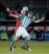 29 April 2013; Paul Malone, Bray Wanderers, in action against Denis Behan, Cork City. Airtricity League Premier Division, Bray Wanderers v Cork City, Carlisle Grounds, Bray, Co. Wicklow. Photo by Sportsfile
