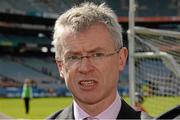 30 April 2013; Joe Brolly speaking to members of the written press at the launch of the 14th Annual All-Ireland GAA Golf Challenge in aid of Opt For Life and Local Waterford Charities. Croke Park, Dublin. Picture credit: Ray McManus / SPORTSFILE