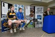 30 April 2013; Kilkenny’s JJ Delaney and Tipperary’s Brendan Maher with Mac Dara Mac Donncha ahead of their Allianz Hurling League Division 1 final which takes place in Nowlan Park, Kilkenny, on Sunday. Croke Park, Dublin. Picture credit: Brendan Moran / SPORTSFILE