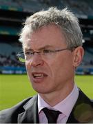 30 April 2013; Joe Brolly speaking to members of the written press at the launch of the 14th Annual All-Ireland GAA Golf Challenge in aid of Opt For Life and Local Waterford Charities. Croke Park, Dublin. Picture credit: Ray McManus / SPORTSFILE