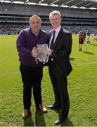 30 April 2013; Declan Devine and former Derry star Joe Brolly at the launch of the 14th Annual All-Ireland GAA Golf Challenge in aid of Opt For Life and Local Waterford Charities. Croke Park, Dublin. Picture credit: Ray McManus / SPORTSFILE