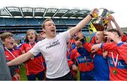 30 April 2013;  Richie Hogan, Kilkenny hurler and manager of Belgrove Senior Boys, Clontarf, Co. Dublin, celebrates with his team after winning the Corn Herald during the Allianz Cumann na mBunscol Finals. Croke Park, Dublin. Photo by Sportsfile
