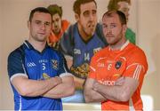 1 May 2013; Cavan footballer Alan Clarke, left, and Armagh footballer Ciaran McKeever at the launch of the 2013 Ulster Senior Football & Hurling Championships. Ulster Museum, Botanic Gardens, Belfast, Co. Antrim. Picture credit: Oliver McVeigh / SPORTSFILE