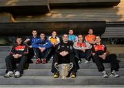 1 May 2013; Footballers, from left, Mark Lynch, Derry, Alan Clarke, Cavan, Peter O'Hanlon, Monaghan, Kevin O'Boyle, Antrim, Paul Durcan, Donegal, Ryan McCluskey, Fermanagh, Mark Poland, Down, Ciaran McKeever, Armagh, and Justin McMahon, Tyrone, in attendance at the launch of the  2013 Ulster Senior Football & Hurling Championships. Ulster Museum, Botanic Gardens, Belfast, Co. Antrim. Picture credit: Oliver McVeigh / SPORTSFILE