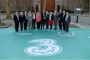 2 May 2013; In attendance at the launch of the first ever Oireachtas Republic of Ireland Supporters club outside Leinster House, from left, Senator John Gilroy, Sandra McLellan T.D., Frankie Feighan T.D., Minister of State at the Department of Transport, Tourism and Sport Alan Kelly, T.D., Michael Healy-Rae T.D., Senator Marie Moloney, Football Association of Ireland Chief Executive John Delaney, Senator Jimmy Harte, Senator Mary Moran, Kevin Humphreys T.D., Arthur Spring T.D., Ged Nash T.D., and Mattie McGrath T.D. DÃ¡il Ã‰ireann, Houses of the Oireachtas, Kildare Street, Dublin. Picture credit: Brendan Moran / SPORTSFILE