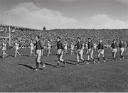 24 September 1961; The Down and Offaly teams during the pre-match parade. GAA Football All-Ireland Senior Championship Final, Offaly v Down, Croke Park, Dublin. Picture credit: Connolly Collection / SPORTSFILE