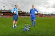 3 May 2013; Eoghan Lougheed, left, Avondale Utd, Cork, and Glenn Madden, Bluebell Utd, Dublin, ahead of the FAI Umbro Intermediate Cup final which takes place on Sunday 12th May in Richmond Park. Richmond Park, Dublin. Picture credit: Barry Cregg / SPORTSFILE