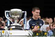 28 April 2013; Dublin captain Stephen Cluxton reads his speech after lifting the Allianz Football League Division 1 cup following his side's victory. Allianz Football League Division 1 Final, Dublin v Tyrone, Croke Park, Dublin. Picture credit: Oliver McVeigh / SPORTSFILE