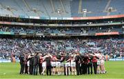 28 April 2013; The entire Tyrone Squad, in an after match huddle after losing . Allianz Football League Division 1 Final, Dublin v Tyrone, Croke Park, Dublin. Picture credit: Oliver McVeigh / SPORTSFILE