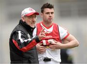 28 April 2013; Mickey Harte, Tyrone manager along with Darren Curry. Allianz Football League Division 1 Final, Dublin v Tyrone, Croke Park, Dublin. Picture credit: Oliver McVeigh / SPORTSFILE