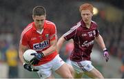 4 May 2013; Conor Dorman, Cork, in action against Adrian Varley, Galway. Cadbury GAA Football Under 21 All-Ireland Championship Final, Galway v Cork, Gaelic Grounds, Limerick. Picture credit: Diarmuid Greene / SPORTSFILE