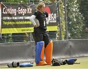 5 May 2013; Jessica Elliott, Loreto Hockey Club, shows her disappointment after Railway Union won the game after a one-on-one shoot-out. Electric Ireland Irish Hockey League Women's Final, Loreto Hockey Club v Railway Union, Three Rock Rovers Hockey Club, Grange Road, Rathfarnham, Dublin. Picture credit: Pat Murphy / SPORTSFILE