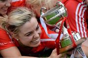 5 May 2013; Cork captain Anna Geary celebrates with the cup after the game. Irish Daily Star National Camogie League Div 1 Final, Cork v Wexford, Nowlan Park, Kilkenny. Picture credit: Brendan Moran / SPORTSFILE