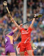 5 May 2013; Anna Geary, Cork, in action against Ursula Jacob, Wexford. Irish Daily Star National Camogie League Div 1 Final, Cork v Wexford, Nowlan Park, Kilkenny. Picture credit: Stephen McCarthy / SPORTSFILE