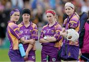 5 May 2013; Dejected Wexford players, from left, Noeleen Lambert, Karen Atkinson, Frances Doran and Mags D'Arcy after the game. Irish Daily Star National Camogie League Div 1 Final, Cork v Wexford, Nowlan Park, Kilkenny. Picture credit: Brendan Moran / SPORTSFILE