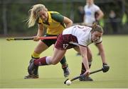 5 May 2013; Lizzie Colvin, Loreto Hockey Club, in action against Cathy McKean, Railway Union. Electric Ireland Irish Hockey League Women's Final, Loreto Hockey Club v Railway Union, Three Rock Rovers Hockey Club, Grange Road, Rathfarnham, Dublin. Picture credit: Pat Murphy / SPORTSFILE