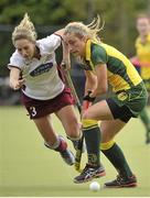 5 May 2013; Kate McKenna, Railway Union, in action against Nicci Daly, Loreto Hockey Club. Electric Ireland Irish Hockey League Women's Final, Loreto Hockey Club v Railway Union, Three Rock Rovers Hockey Club, Grange Road, Rathfarnham, Dublin. Picture credit: Pat Murphy / SPORTSFILE