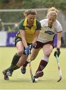 5 May 2013; Alex Speers, Railway Union, in action against Hannah Matthews, Loreto Hockey Club. Electric Ireland Irish Hockey League Women's Final, Loreto Hockey Club v Railway Union, Three Rock Rovers Hockey Club, Grange Road, Rathfarnham, Dublin. Picture credit: Pat Murphy / SPORTSFILE