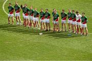 14 April 2013; Mayo players stand for the National Anthem. Allianz Football League, Division 1, Semi-Final, Dublin v Mayo, Croke Park, Dublin. Picture credit: Stephen McCarthy / SPORTSFILE