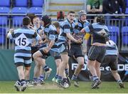 6 May 2013; The Navan players celebrate at the final whistle. Leinster Rugby Youths Finals Day Under-15 Final, Navan v Tullamore, Donnybrook Stadium, Donnybrook, Dublin. Picture credit: Pat Murphy / SPORTSFILE