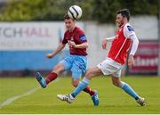 6 May 2013; David Cassidy, Drogheda United, in action against Killian Brennan, St. Patrick’s Athletic. Airtricity League Premier Division, Drogheda United v St. Patrick’s Athletic, Hunky Dorys Park, Drogheda, Co. Louth. Photo by Sportsfile