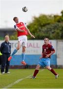 6 May 2013; Anto Flood, St. Patrick’s Athletic, in action against Stephen Quigley, Drogheda United. Airtricity League Premier Division, Drogheda United v St. Patrick’s Athletic, Hunky Dorys Park, Drogheda, Co. Louth. Photo by Sportsfile