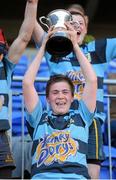 6 May 2013; Navan captain Padraic Stafford lifts the cup. Leinster Rugby Youths Finals Day Under-15 Final, Navan v Tullamore, Donnybrook Stadium, Donnybrook, Dublin. Picture credit: Pat Murphy / SPORTSFILE