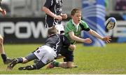 6 May 2013; Jack Sargent, Naas, is tackled by Patrick John Daly, Portlaoise. Leinster Rugby Youths Finals Day Under-13 Final, Naas v Portlaoise, Donnybrook Stadium, Donnybrook, Dublin. Picture credit: Pat Murphy / SPORTSFILE