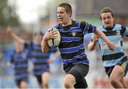 6 May 2013; Wexford Wanderers' Josh Healy on his way to scoring his side's first try. Leinster Rugby Youths Finals Day Under-17 Final, Navan v Wexford Wanderers, Donnybrook Stadium, Donnybrook, Dublin. Picture credit: Pat Murphy / SPORTSFILE