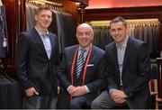 7 May 2013; Dublin Football All-Star Paul Flynn, left, and 2011 Footballer of the Year, Alan Brogan, right, together with Louis Copeland at Louis Copeland's flagship Capel Street store for the announcement of an exclusive deal that wil see Louis Copeland & Sons become the official menswear partner of the Dublin senior Football team. Louis Copeland & Sons, Capel Street, Dublin. Photo by Sportsfile