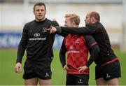 8 May 2013; Ulster's Tommy Bowe, left, Stuart Olding, centre, and Rory Best during squad training ahead of their Celtic League Play-off against Llanelli Scarlets on Friday. Ulster Rugby Squad Training, Ravenhill Park, Belfast, Co. Antrim. Picture credit: Oliver McVeigh / SPORTSFILE