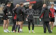 8 May 2013; Ulster assistant coach Neil Doak, second from right, speaking to players, from left to right, Tommy Bowe, Stuart Olding, Darren Cave, Ruan Pienaar, Paddy Jackson and Andrew Trimble, during squad training ahead of their Celtic League Play-off against Llanelli Scarlets on Friday. Ulster Rugby Squad Training, Ravenhill Park, Belfast, Co. Antrim. Picture credit: Oliver McVeigh / SPORTSFILE