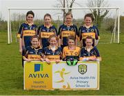 7 May 2013; The Snugboro National School, Co. Mayo, team in the Girls B competiton. Aviva Health FAI Primary School 5's, Connacht Finals, Shiven Rovers FC, Newbridge, Galway. Picture credit: Oliver McVeigh / SPORTSFILE