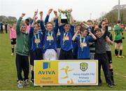 7 May 2013; The St Patricks National School, Castlebar, Co. Mayo, team celebrate with the cup after winning the Boys C Section. Aviva Health FAI Primary School 5's, Connacht Finals, Shiven Rovers FC, Newbridge, Galway. Picture credit: Oliver McVeigh  / SPORTSFILE