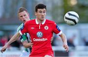 10 May 2013; Aaron Greene, Sligo Rovers, in action against Shane O'Connor, Bray Wanderers. Airtricity League Premier Division, Bray Wanderers v Sligo Rovers, Carlisle Grounds, Bray, Co. Wicklow. Picture credit: Matt Browne / SPORTSFILE