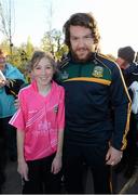 10 May 2013; Meath's Michael Burke with Ciara Galvin, age 12, from Dunshaughlin, Co. Meath, during an open night ahead of the Leinster GAA Football Senior Championships. Meath GAA Pre Championship Open Night, Tayto Park, Kilbrew, Ashbourne, Co. Meath. Photo by Sportsfile