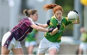 11 May 2013; Louise Ní Mhuircheartaigh, Kerry, in action against Nora Ward, Galway. TESCO HomeGrown Ladies National Football League, Division 2 Final, Kerry v Galway, Parnell Park, Donnycarney, Dublin. Picture credit: Brendan Moran / SPORTSFILE