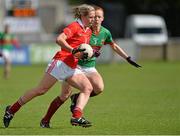 11 May 2013; Angela Walsh, Cork, in action against Noelle Tierney, Mayo. TESCO HomeGrown Ladies National Football League, Division 1 Final, Cork v Mayo, Parnell Park, Donnycarney, Dublin. Picture credit: Barry Cregg / SPORTSFILE