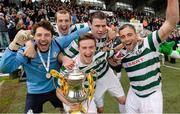 11 May 2013; Shamrock Rovers players, from left, Barry Murphy, Karl Sheppard, Ronan Finn, Ciaran Kilduff and Stephen Rice celebrate with the cup after the game. Setanta Sports Cup Final, Shamrock Rovers v Drogheda United, Tallaght Stadium, Tallaght, Co. Dublin. Photo by Sportsfile