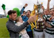 11 May 2013; Mark Quigley, Shamrock Rovers, celebrates with his daughter Coco and his team-mates after the game. Setanta Sports Cup Final, Shamrock Rovers v Drogheda United, Tallaght Stadium, Tallaght, Co. Dublin. Photo by Sportsfile