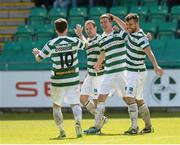 11 May 2013; Ronan Finn, second from right, Shamrock Rovers, celebrates after scoring his side's fifth goal with team-mates, from left, Sean O'Connor, Pat Sullivan and James Chambers. Setanta Sports Cup Final, Shamrock Rovers v Drogheda United, Tallaght Stadium, Tallaght, Co. Dublin. Photo by Sportsfile