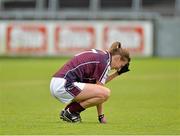 11 May 2013; A dejected Sinéad Burke, Galway, after the game. TESCO HomeGrown Ladies National Football League, Division 2 Final, Kerry v Galway, Parnell Park, Donnycarney, Dublin. Picture credit: Barry Cregg / SPORTSFILE