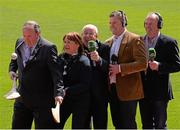 13 May 2013; RTÉ Raidió na Gaeltachta today launched its 2013 Championship coverage in Croke Park. The station enjoys full broadcast rights for all the matches in both football and hurling championships, an unrivalled position in the Irish media. RTÉ Raidió na Gaeltachta announced that it intends to broadcast up to 40 football matches, and more than 20 hurling games, with live commentary, reporting and analysis across its sports programmes. The station's sports schedule for the summer season into September includes 12 hours of sports programmes from Saturday to Monday, and will be enhanced by Monday sports programme Spórt an Luain presented by former Kerry intercounty footballer Dara Ó Cinnéide. In attendance at the announcement are, from left, Uachtarán Chumann Lúthchleas Gael Liam Ó Néill, Gearóidín Nic an Iomaire, Seán Bán Breathnach, Dara Ó Cinnéide, Séamus Mac Géidigh. Croke Park, Dublin. Picture credit: Ray McManus / SPORTSFILE