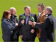 13 May 2013; RTÉ Raidió na Gaeltachta today launched its 2013 Championship coverage in Croke Park. The station enjoys full broadcast rights for all the matches in both football and hurling championships, an unrivalled position in the Irish media. RTÉ Raidió na Gaeltachta announced that it intends to broadcast up to 40 football matches, and more than 20 hurling games, with live commentary, reporting and analysis across its sports programmes. The station's sports schedule for the summer season into September includes 12 hours of sports programmes from Saturday to Monday, and will be enhanced by Monday sports programme Spórt an Luain presented by former Kerry intercounty footballer Dara Ó Cinnéide. In attendance at the announcement are, from left, Gearóidín Nic an Iomaire, Seán Bán Breathnach, Uachtarán Chumann Lúthchleas Gael Liam Ó Néill, Dara Ó Cinnéide, Séamus Mac Géidigh. Croke Park, Dublin. Picture credit: Ray McManus / SPORTSFILE