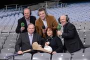 13 May 2013; RTÉ Raidió na Gaeltachta today launched its 2013 Championship coverage in Croke Park. The station enjoys full broadcast rights for all the matches in both football and hurling championships, an unrivalled position in the Irish media. RTÉ Raidió na Gaeltachta announced that it intends to broadcast up to 40 football matches, and more than 20 hurling games, with live commentary, reporting and analysis across its sports programmes. The station's sports schedule for the summer season into September includes 12 hours of sports programmes from Saturday to Monday, and will be enhanced by Monday sports programme Spórt an Luain presented by former Kerry intercounty footballer Dara Ó Cinnéide. In attendance at the announcement are Uachtarán Chumann Lúthchleas Gael Liam Ó Néill, Gearóidín Nic an Iomaire, Séamus Mac Géidigh, back left, Dara Ó Cinnéide and Seán Bán Breathnach, back right. Croke Park, Dublin. Picture credit: Ray McManus / SPORTSFILE