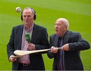 13 May 2013; RTÉ Raidió na Gaeltachta today launched its 2013 Championship coverage in Croke Park. The station enjoys full broadcast rights for all the matches in both football and hurling championships, an unrivalled position in the Irish media. RTÉ Raidió na Gaeltachta announced that it intends to broadcast up to 40 football matches, and more than 20 hurling games, with live commentary, reporting and analysis across its sports programmes. The station's sports schedule for the summer season into September includes 12 hours of sports programmes from Saturday to Monday, and will be enhanced by Monday sports programme Spórt an Luain presented by former Kerry intercounty footballer Dara Ó Cinnéide. In attendance at the announcement are Séamus Mac Géidigh, Donegal Regional Manager for the station, and Seán Bán Breathnach, right, from the station’s HQ in Connemara. Croke Park, Dublin. Picture credit: Ray McManus / SPORTSFILE