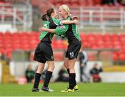 12 May 2013; Stephanie Roche,10, Peamount United, celebrates after scoring their side's second goal against Cork Women’s FC with team-mate Clare Kinsella. Bus Eireann Women’s National League, Cork Women’s FC v Peamount United, Turner’s Cross, Cork. Picture credit: Matt Browne / SPORTSFILE