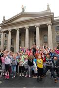 12 May 2013; Lord Mayor of Dublin Naoise Ó Muirí with Irish athletes Olive Loughnane, left, Siobhan Eviston, right, and children from all over Dublin who took part in the Lord Mayors Mile during the Lord Mayors Dublin City Street Athletics. O’Connell Street, Dublin. Picture credit: Pat Murphy / SPORTSFILE