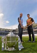 14 May 2013; Dublin hurler Stephen Hiney, left, and Kilkenny hurler Michael Rice, in attendance at the launch of the 2013 Leinster GAA Senior Championships. Croke Park, Dublin. Picture credit: Brian Lawless / SPORTSFILE